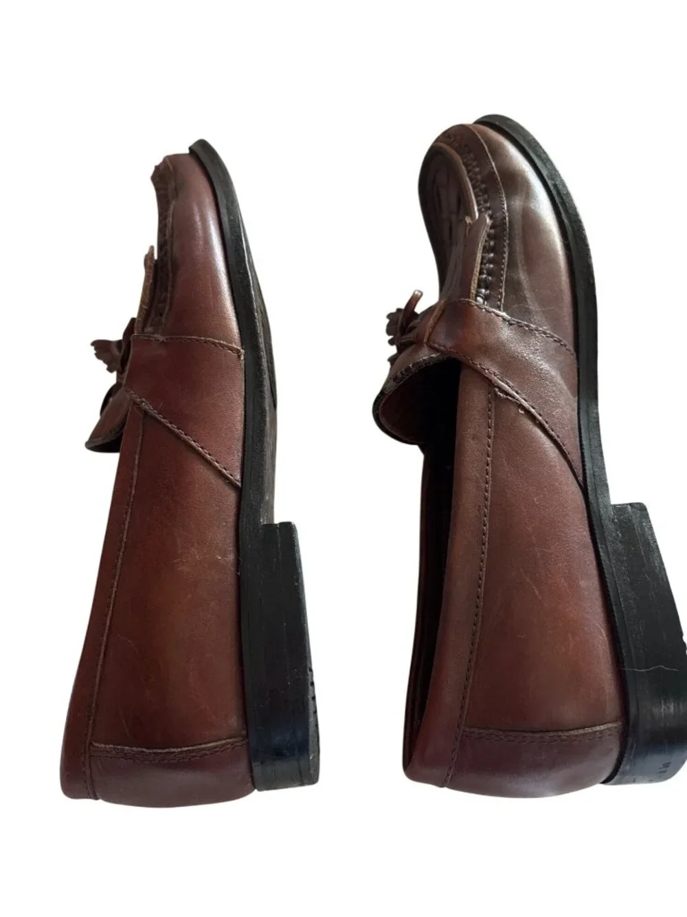 Vintage Johnston & Murphy Mens Brown Leather Tassel Loafers Size 9.5M